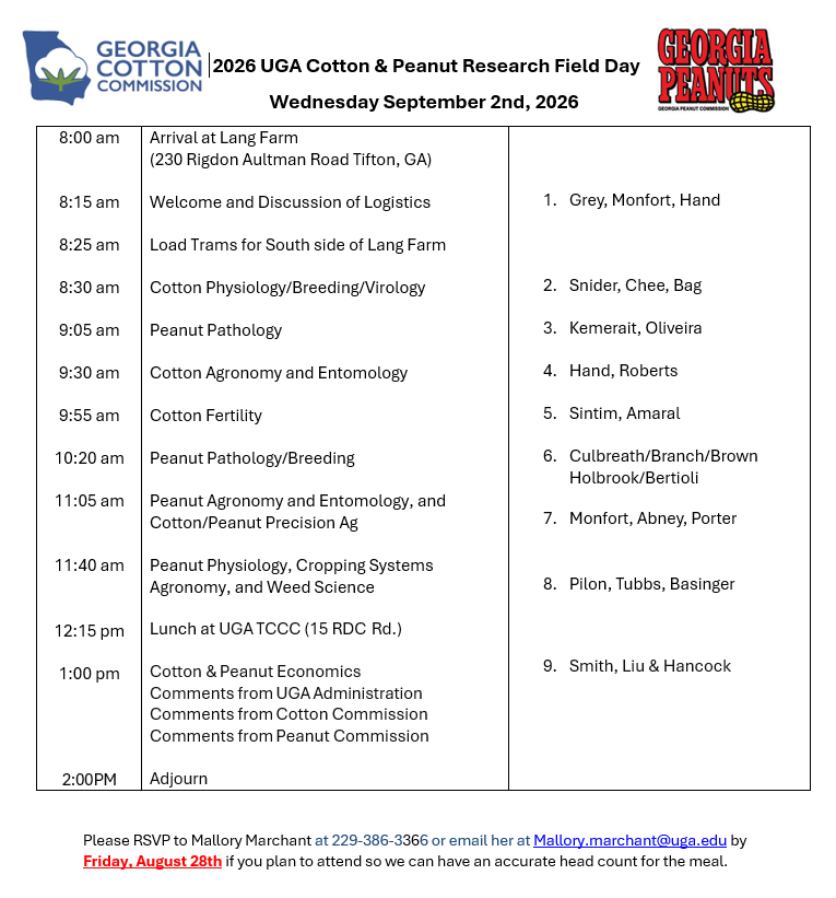 Flyer for the cotton/peanut research field day