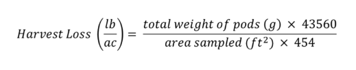 Harvest loss equation based on total pod weight.